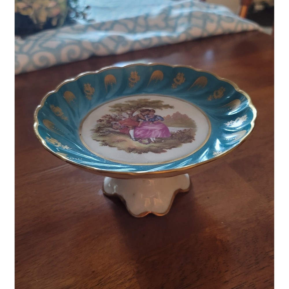 Vintage Limoges France Pedestal Bowl (Courting Couple Compote)